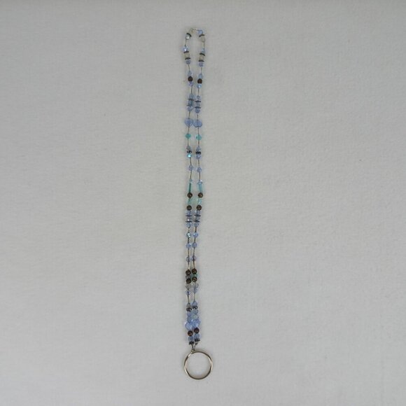 Handcrafted Beaded Lanyard Blue Glass Beads Colors of the Sea and Sky - Picture 7 of 8